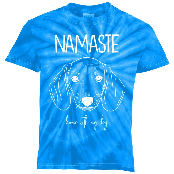 Dachshund Namaste Home With My Dog Gift Kids Tie-Dye T-Shirt