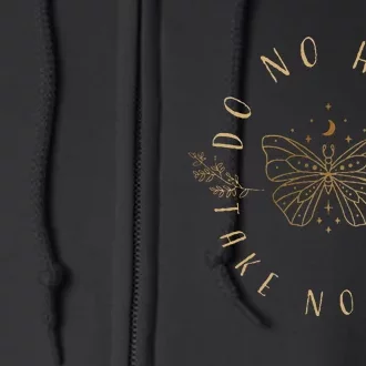 Do No Harm Take No Shit Witchy Moon Moth Full Zip Hoodie