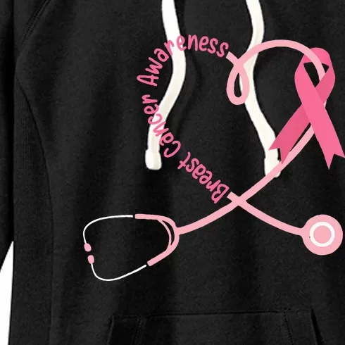 Doctor Nurse Heart Love P.I.N.K Ribbon Cute Breast Cancer Women's Fleece Hoodie