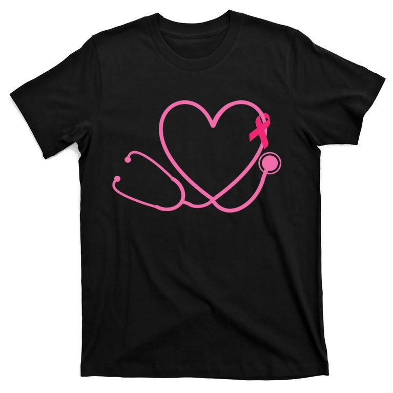 Doctor Nurse Heart Love Pink Ribbon Cute Breast Cancer T-Shirt