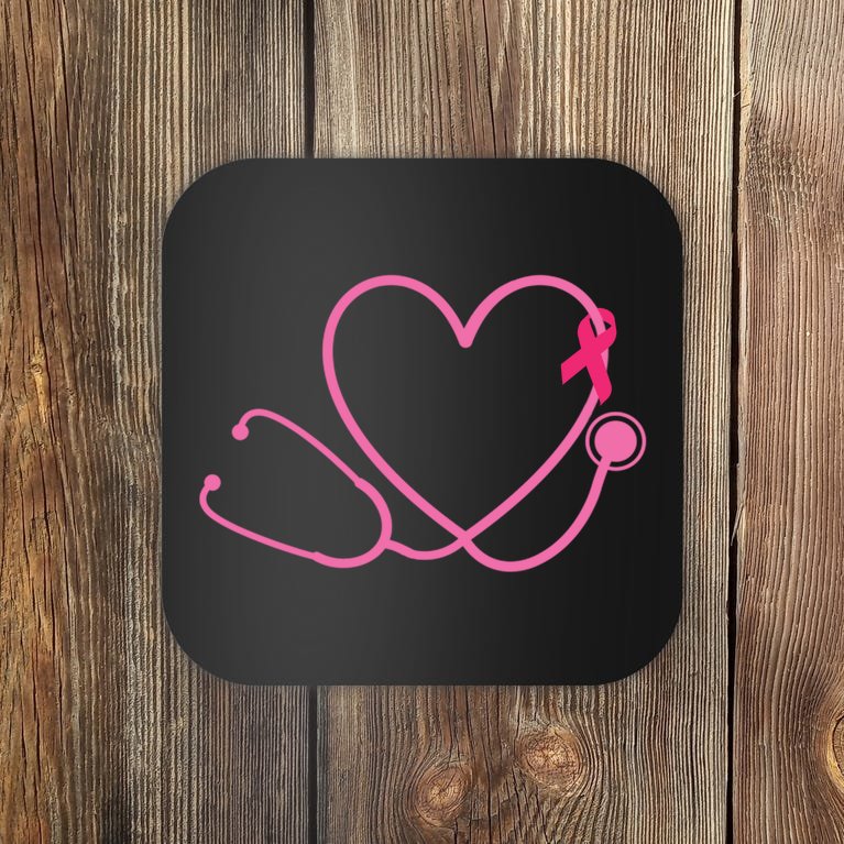 Doctor Nurse Heart Love Pink Ribbon Cute Breast Cancer Coaster