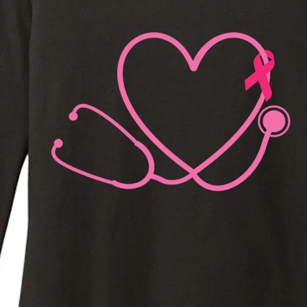 Doctor Nurse Heart Love Pink Ribbon Cute Breast Cancer Womens CVC Long Sleeve Shirt