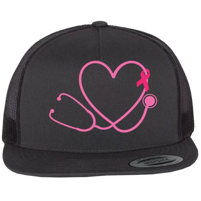 Doctor Nurse Heart Love Pink Ribbon Cute Breast Cancer Flat Bill Trucker Hat