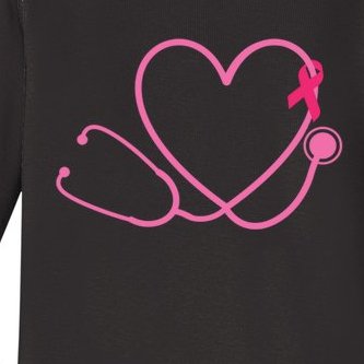 Doctor Nurse Heart Love Pink Ribbon Cute Breast Cancer Baby Long Sleeve Bodysuit