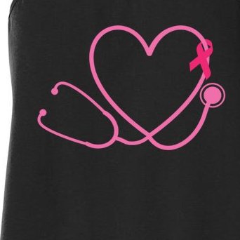 Doctor Nurse Heart Love Pink Ribbon Cute Breast Cancer Women's Racerback Tank