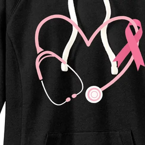 Doctor Nurse Heart Love Pink Ribbon Cute Breast Cancer Gifts Women's Fleece Hoodie