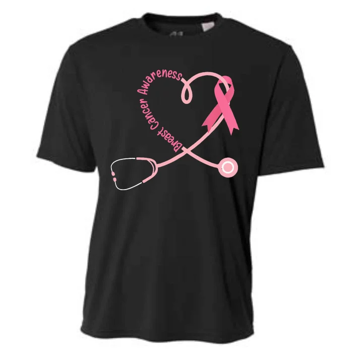 Doctor Nurse Heart Love Pink Ribbon Cute Breast Cancer Cooling Performance Crew T-Shirt