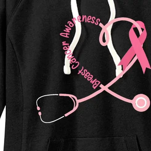 Doctor Nurse Heart Love Pink Ribbon Cute Breast Cancer Women's Fleece Hoodie