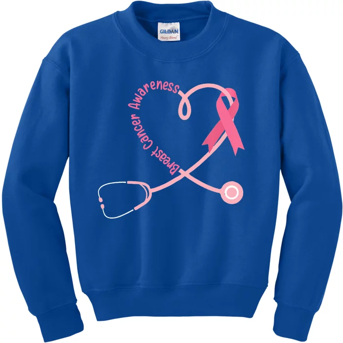 Doctor Nurse Heart Love Pink Ribbon Cute Breast Cancer Kids Sweatshirt