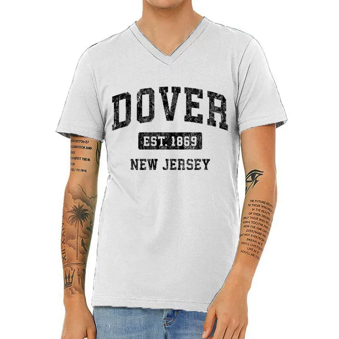 Dover New Jersey Nj Vintage Sports Established Design V-Neck T-Shirt