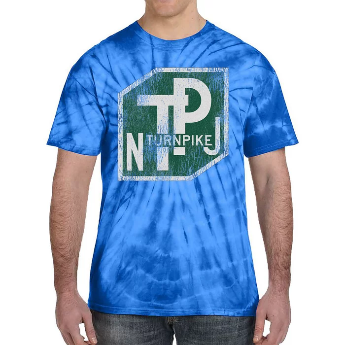 Distressed New Jersey Turnpike State Road Sign Tie-Dye T-Shirt