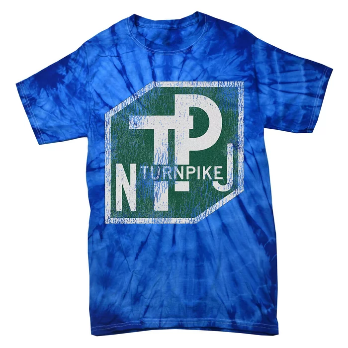 Distressed New Jersey Turnpike State Road Sign Tie-Dye T-Shirt