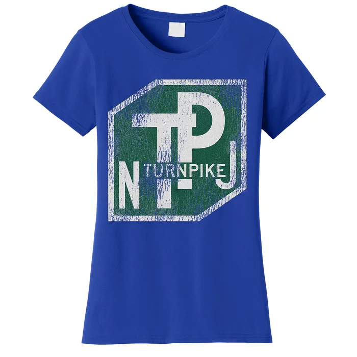 Distressed New Jersey Turnpike State Road Sign Women's T-Shirt