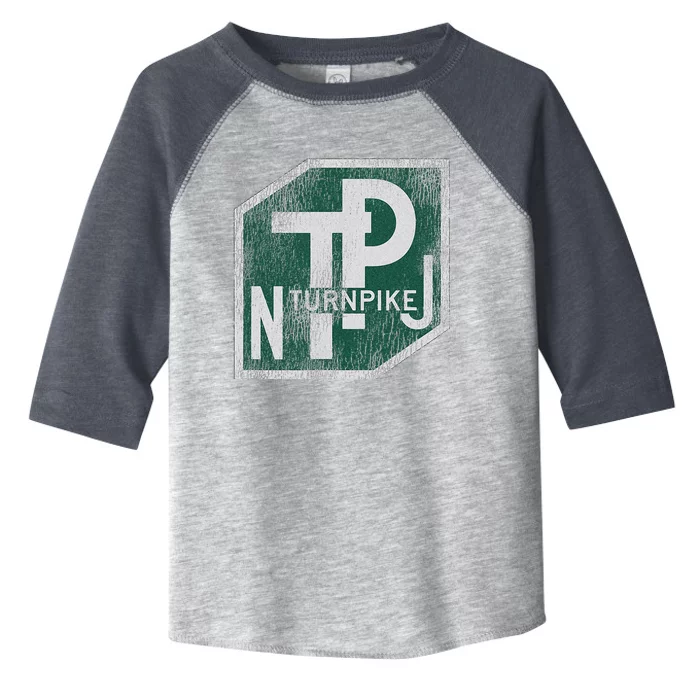 Distressed New Jersey Turnpike State Road Sign Toddler Fine Jersey T-Shirt