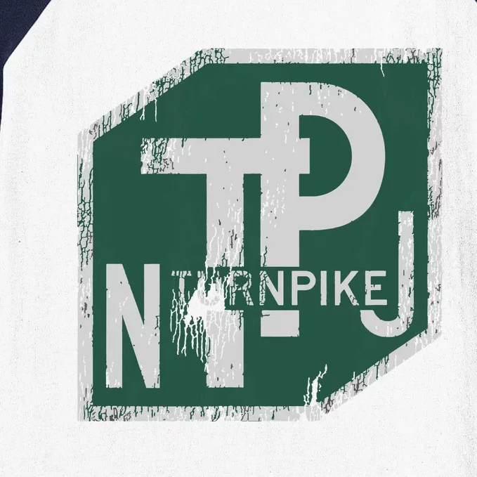 Distressed New Jersey Turnpike State Road Sign Baseball Sleeve Shirt