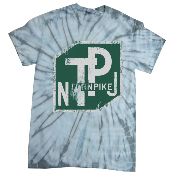 Distressed New Jersey Turnpike State Road Sign Tie-Dye T-Shirt