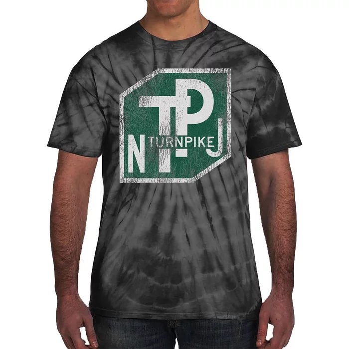 Distressed New Jersey Turnpike State Road Sign Tie-Dye T-Shirt