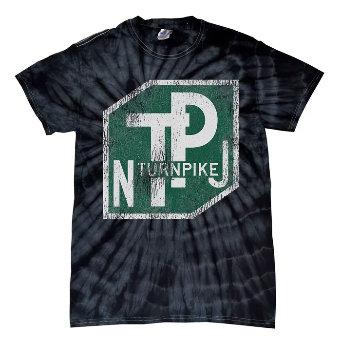 Distressed New Jersey Turnpike State Road Sign Tie-Dye T-Shirt