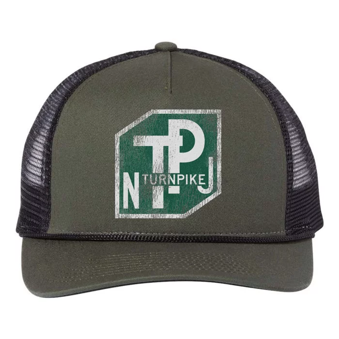 Distressed New Jersey Turnpike State Road Sign Retro Rope Trucker Hat Cap