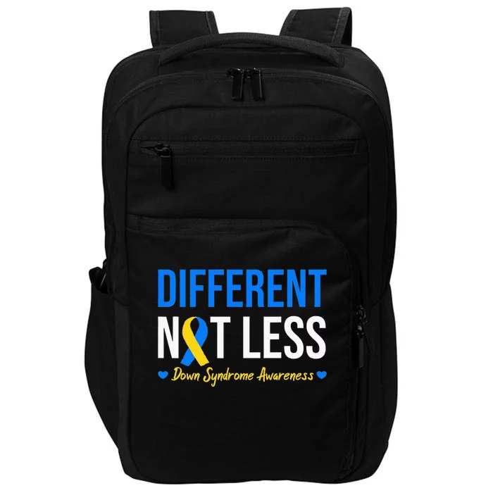 Different Not Less World Down Syndrome Awareness Day Ribbon Impact Tech Backpack