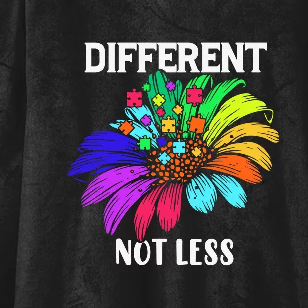 Different Not Less Daisy Autism Puzzle Autism Awareness Day Hooded Wearable Blanket