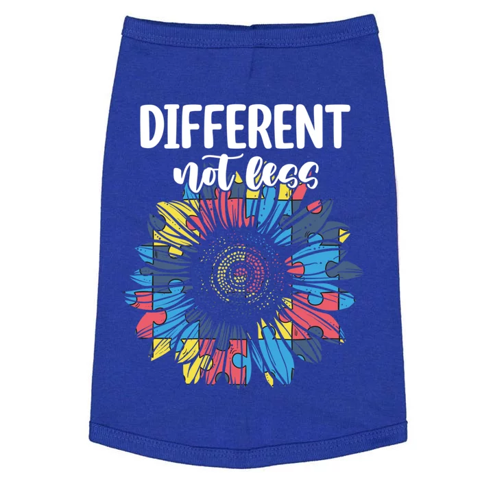 Different Not Less Sunflower Autism Puzzle Awareness Month Gift Doggie Tank