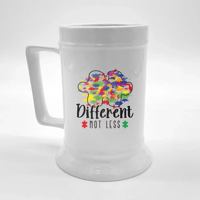 Different Not Less Puzzle Autism Awareness Month Gift Front & Back Beer Stein