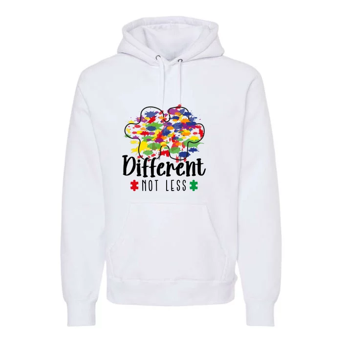 Different Not Less Puzzle Autism Awareness Month Gift Premium Hoodie