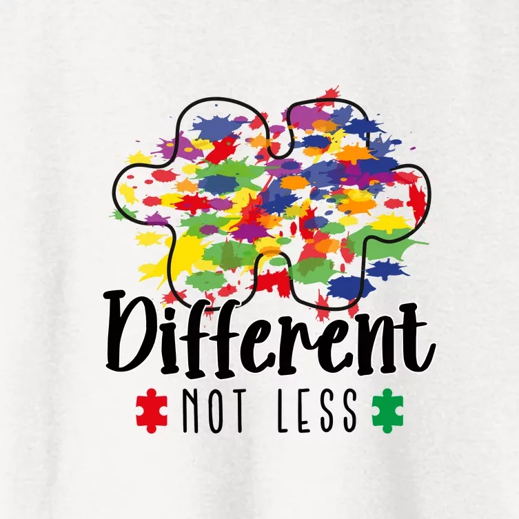 Different Not Less Puzzle Autism Awareness Month Gift Women's Crop Top Tee