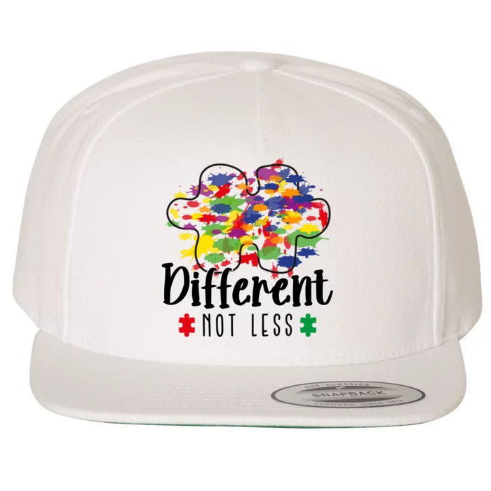 Different Not Less Puzzle Autism Awareness Month Gift Wool Snapback Cap