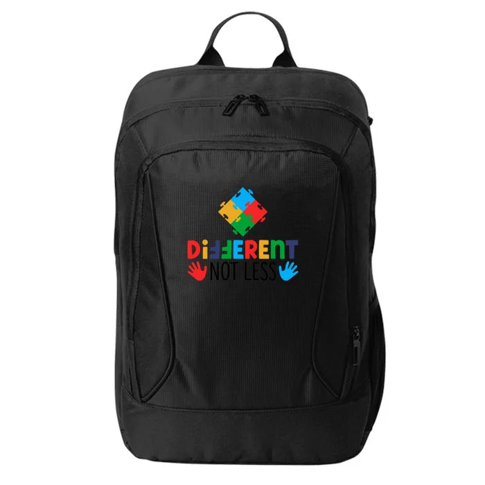 Different Not Less Puzzle Autism Awareness Month City Backpack