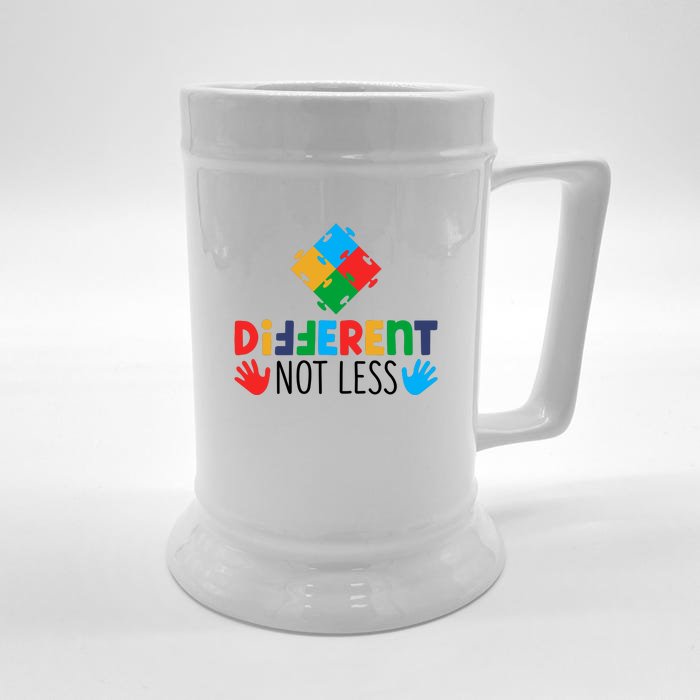 Different Not Less Puzzle Autism Awareness Month Front & Back Beer Stein