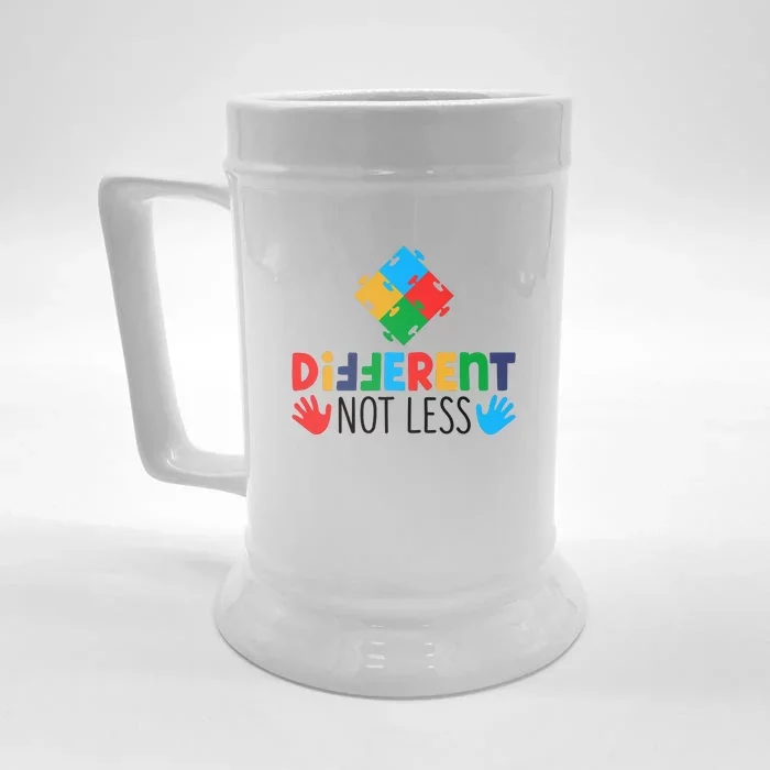 Different Not Less Puzzle Autism Awareness Month Front & Back Beer Stein