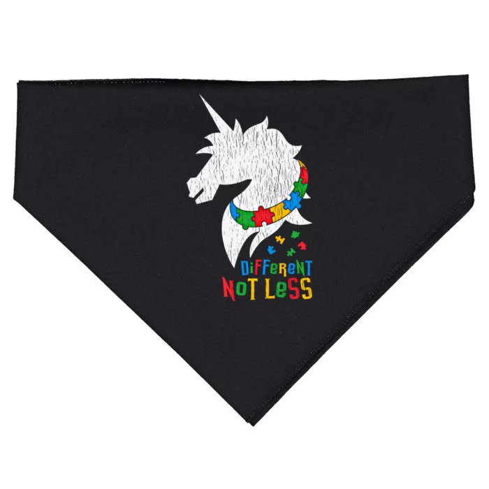 Different Not Less Autistic Autism Awareness Unicorn Gift USA-Made Doggie Bandana