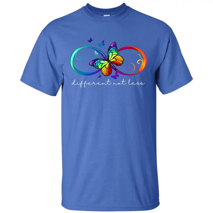 Different Not Less Autism Awareness Neurodiversity Butterfly Tall T-Shirt