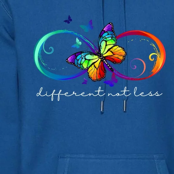 Different Not Less Autism Awareness Neurodiversity Butterfly Premium Hoodie