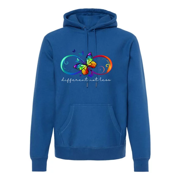 Different Not Less Autism Awareness Neurodiversity Butterfly Premium Hoodie