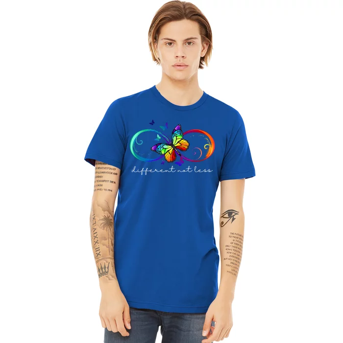 Different Not Less Autism Awareness Neurodiversity Butterfly Premium T-Shirt