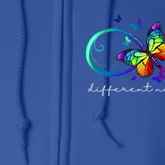 Different Not Less Autism Awareness Neurodiversity Butterfly Full Zip Hoodie