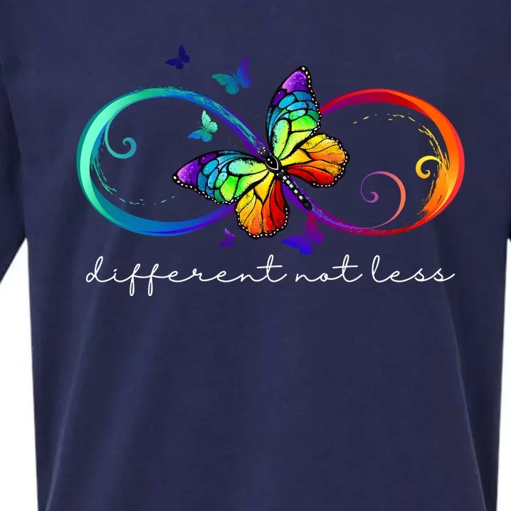 Different Not Less Autism Awareness Neurodiversity Butterfly Sueded Cloud Jersey T-Shirt