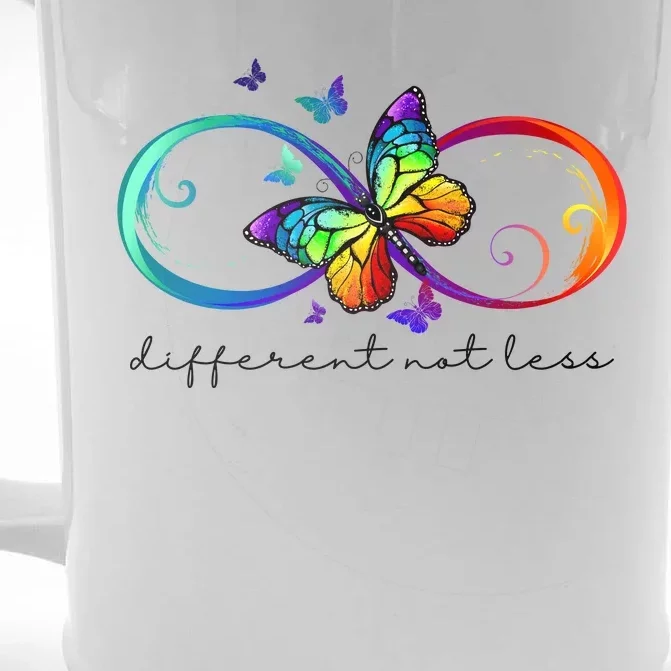 Different Not Less Autism Awareness Neurodiversity Butterfly Front & Back Beer Stein