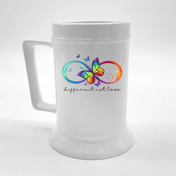 Different Not Less Autism Awareness Neurodiversity Butterfly Front & Back Beer Stein