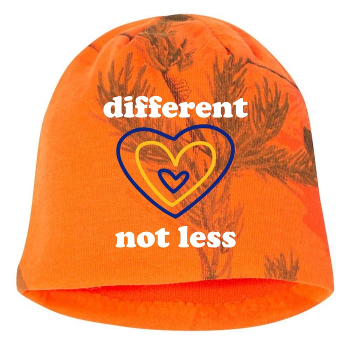 Different Not Less Down Syndrome Awareness Heart Kati - Camo Knit Beanie