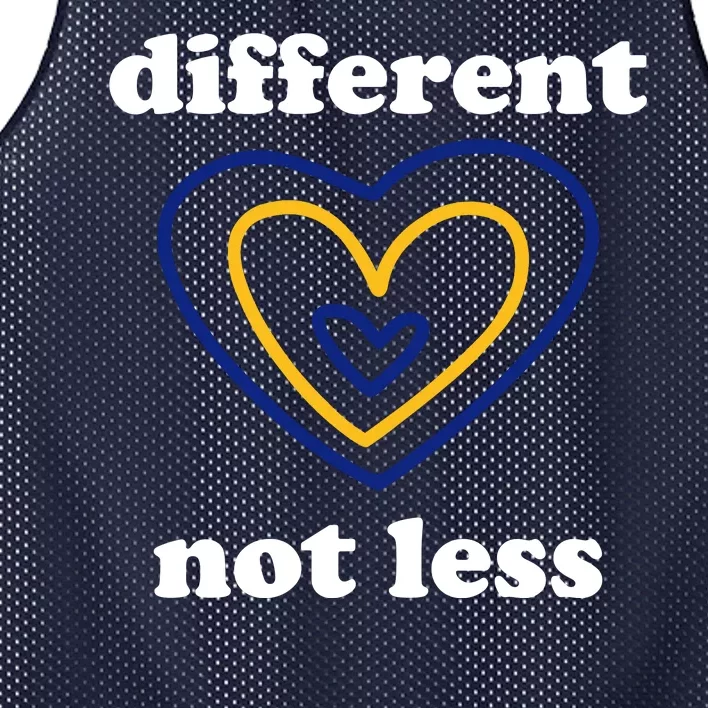 Different Not Less Down Syndrome Awareness Heart Mesh Reversible Basketball Jersey Tank