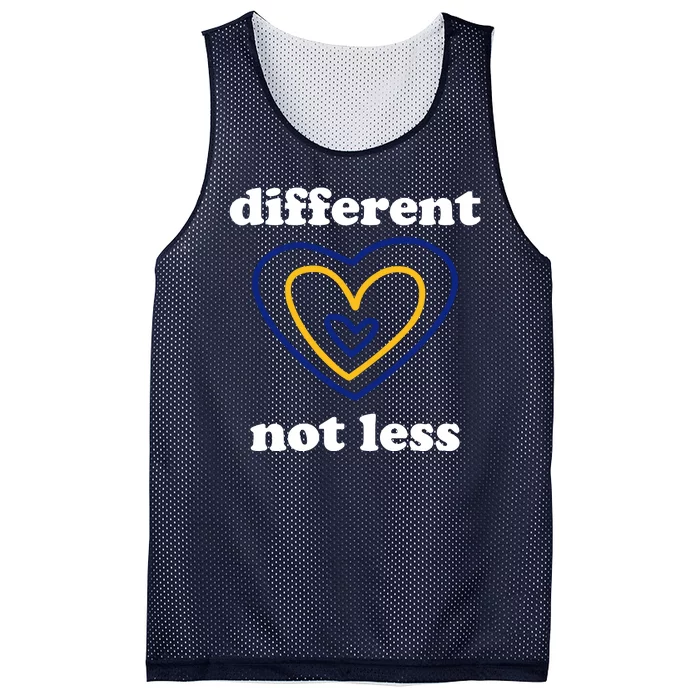 Different Not Less Down Syndrome Awareness Heart Mesh Reversible Basketball Jersey Tank