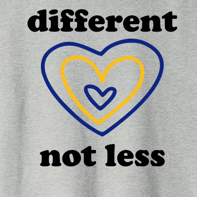 Different Not Less Down Syndrome Awareness Heart Women's Crop Top Tee