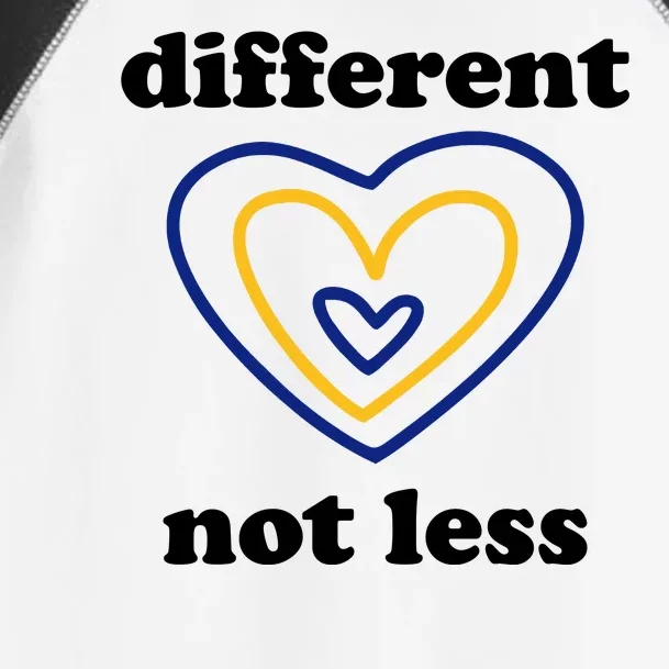 Different Not Less Down Syndrome Awareness Heart Toddler Fine Jersey T-Shirt