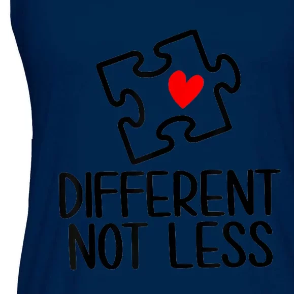 Diiferent Not Less Autism Awareness Puzzle Piece Heart Ladies Essential Flowy Tank