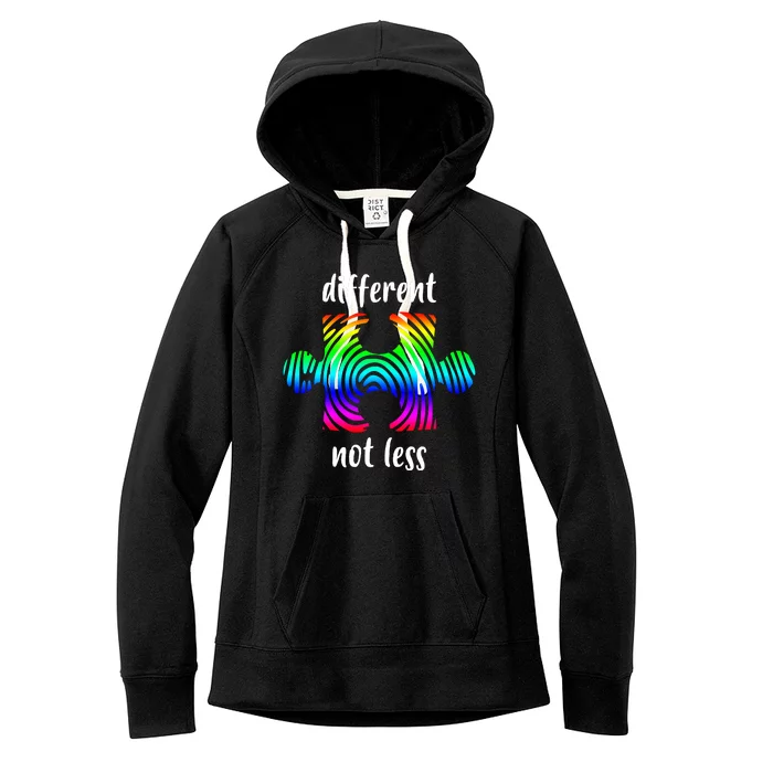 Different Not Less Neurodiversity Puzzle Women's Fleece Hoodie