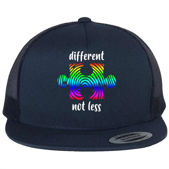 Different Not Less Neurodiversity Puzzle Flat Bill Trucker Hat